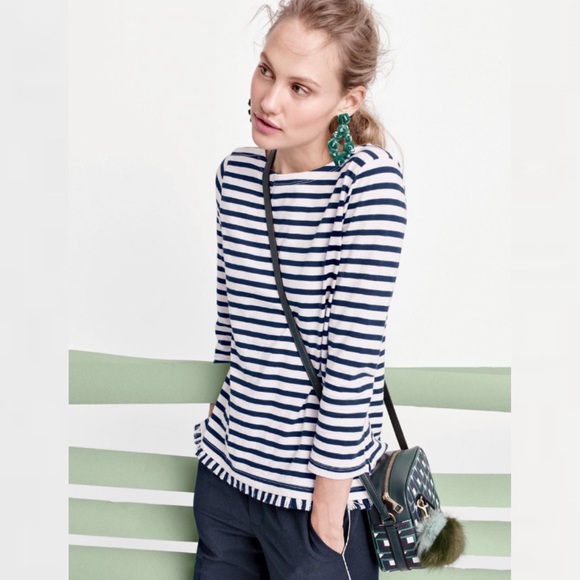 J. Crew Tops - J. Crew Boatneck Striped Tee Size Small